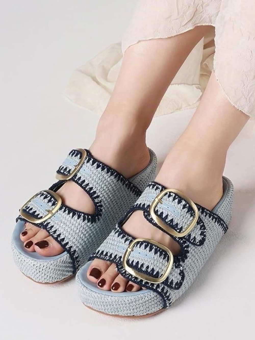 Platform Sandals with Gold Buckles